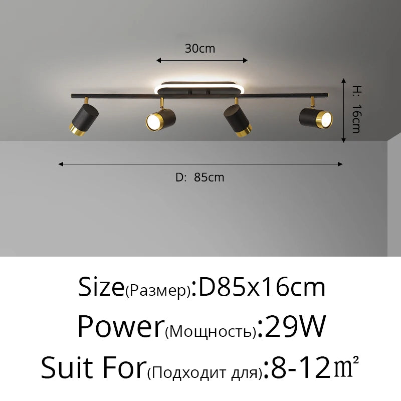 Simple Long Black Gold White New Modern LED Chandelier Lights Living Dining Room Spotlight Bedroom Hallway Lamps Indoor Lighting