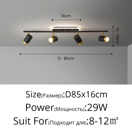 Simple Long Black Gold White New Modern LED Chandelier Lights Living Dining Room Spotlight Bedroom Hallway Lamps Indoor Lighting