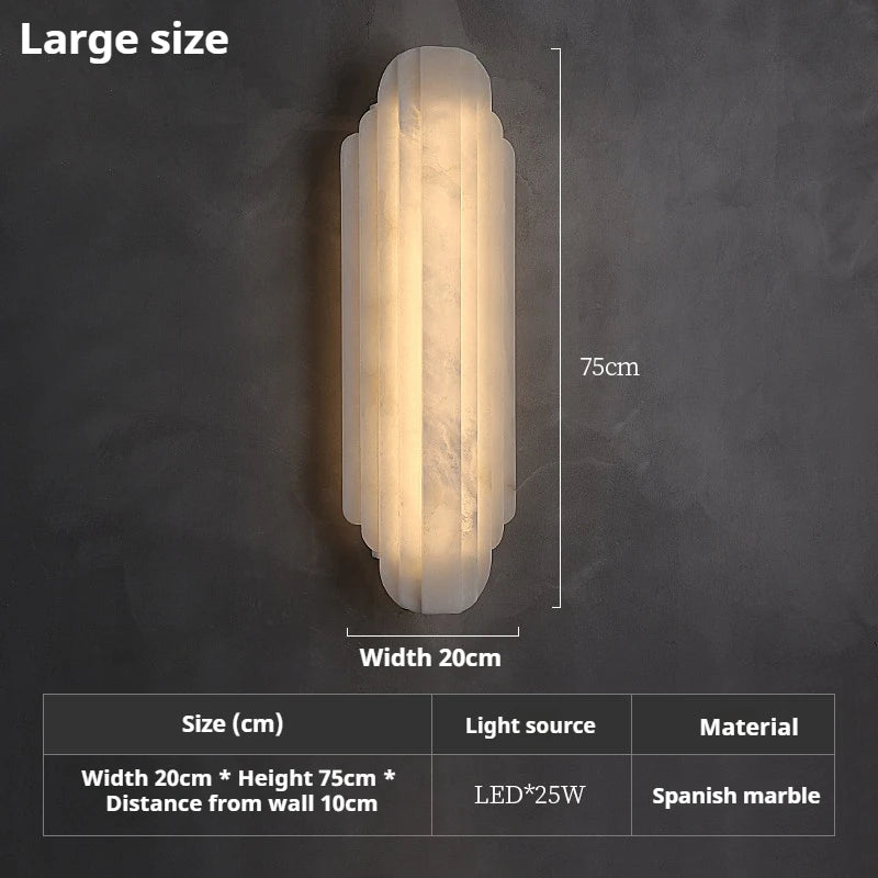 Luxury Natural Marble LED Wall Lamp - Modern Stone Sconce Fixture for Villa Living Room Background, Bedroom Bedside & Home Decor