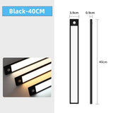 LED Night Light 20/30/40/60CM Motion Sensor Wireless USB Cabinet Night Light Wardrobe Lamp For Kitchen Cabinet Bedroom Wardrobe