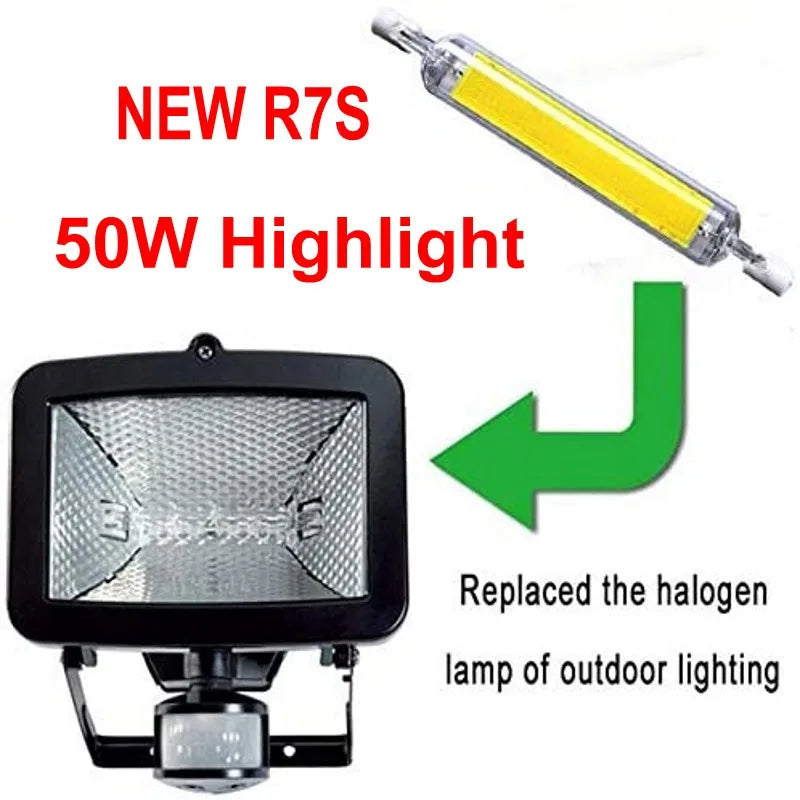 R7S 118MM 50W Superbright LED Powerful Spotlight 78mm118mm AC220V 110V COB Lamp Bulb Glass Tube Replace Halogen Lamp Light