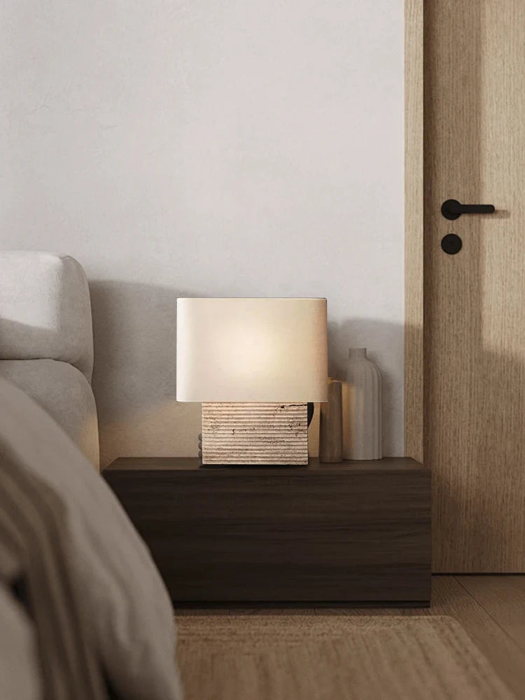 2025 French Designer Stone Table Lamps Classic Desk Light Bedroom Bedside Decoration Lamp Fabric Home Decor Items