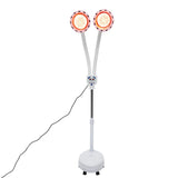 Red Light Therapy LED Electric Infrared Baking Lamp 275W Double-head 360° Adjustable Temperature Heat Lamp Remote Control With Rotating Pulley Base