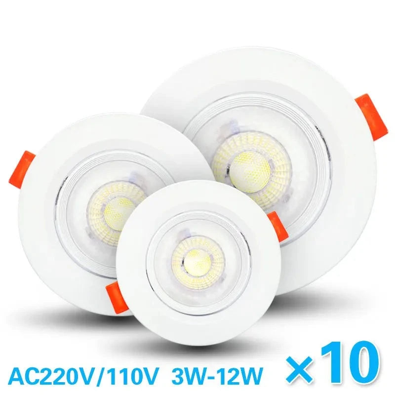 10pcs LED downlight 5W 7W 9W 12W Angle adjustable ceiling light spotlights 3W rotating AC220V 110V indoor lighting