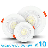10pcs LED downlight 5W 7W 9W 12W Angle adjustable ceiling light spotlights 3W rotating AC220V 110V indoor lighting