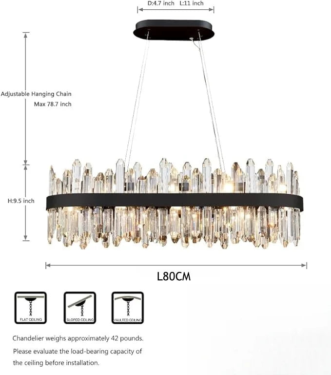 Dimmable Gold Rectangle Crystal Chandelier for Dining Living Room Modern Ceiling Light for Kitchen Island K9 Crystal Lights