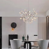 Nordic Circular Chandelier Living Room Kitchen Corridor Postmodern Tree Branch Design Firefly LED Pendant Light Led Lamp