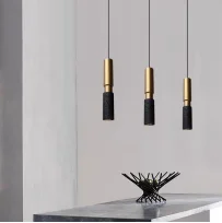 Modern Long Tube Stone Pendant Light - Natural Yellow Travertine Chandelier