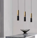 Modern Long Tube Stone Pendant Light - Natural Yellow Travertine Chandelier