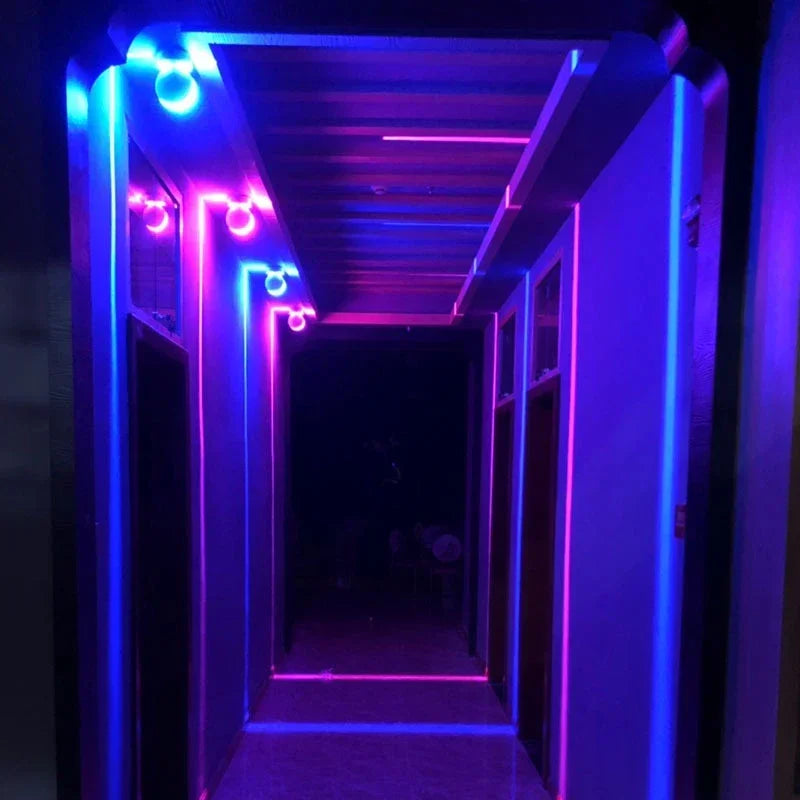 2025 NEW 360Degree 10W RGB LED Window Sill Door Frame Wall lamp With Remote Hotel KTV Corridor Aisle Beam Ray Line Wall Lamps