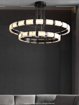 Modern Large Real Natural Marble Chandelier Black Led Home Decoration Villa Ceiling Marble Hanging Lamps Big 2024 Luster's
