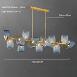 Creative All-copper Headboard Chandelier Light Luxury Individual All-copper Bedroom Blue Glass Lamp Indoor Home Decor G9 Bulb