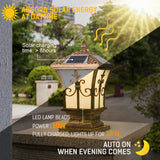 3-Color Adjustable Outdoor Solar Pillar Lamp - Waterproof Round Gate Light