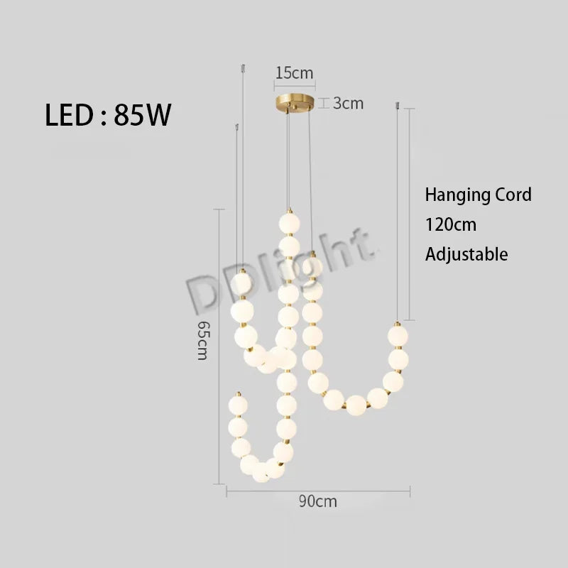 2025 Modern Magic Bean LED Ceiling Chandeliers All Copper White Ball Lustres Hanging Lights Home Decor Suspension Light Fixtures