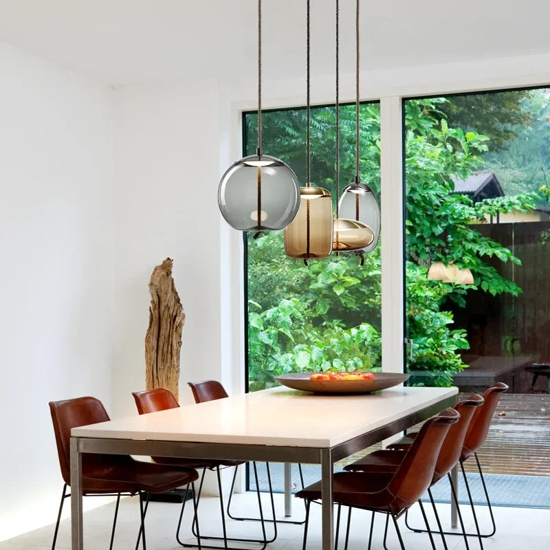 Modern Minimalist Glass LED Chandelier - Creative Pendant for Living & Kitchen