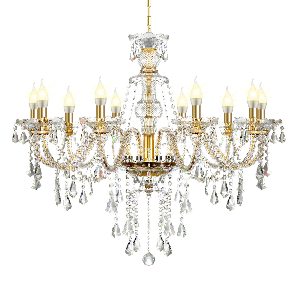 10Arms K9 Crystal Chandelier Adjustable Chain Ceiling Pendant Lamp Modern Lighting For Living Room Bedroom Hall Home Decor