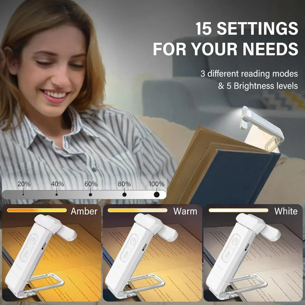 Reading Light, USB Rechargeable Book Light for Reading At Night in Bed, LED Clip on Portable Bookmark Light for Reading in Bed