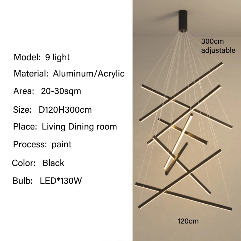 Modern Led Chandeliers Living Dining Room Kitchen Lighting Decor Lustre Pendant Lamp Indoor Duplex Hall Hanging Lights Fixture