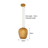 Bamboo Hand Weaving Pendant Lights 38cm Hanging LED Ceiling Lamp Chandelier Fixture Rattan Hand Craft Woven Home Bedroom Decor
