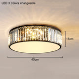 Modern Geometric Crystal Ceiling Light - Round & Square LED Lamp for Bedroom