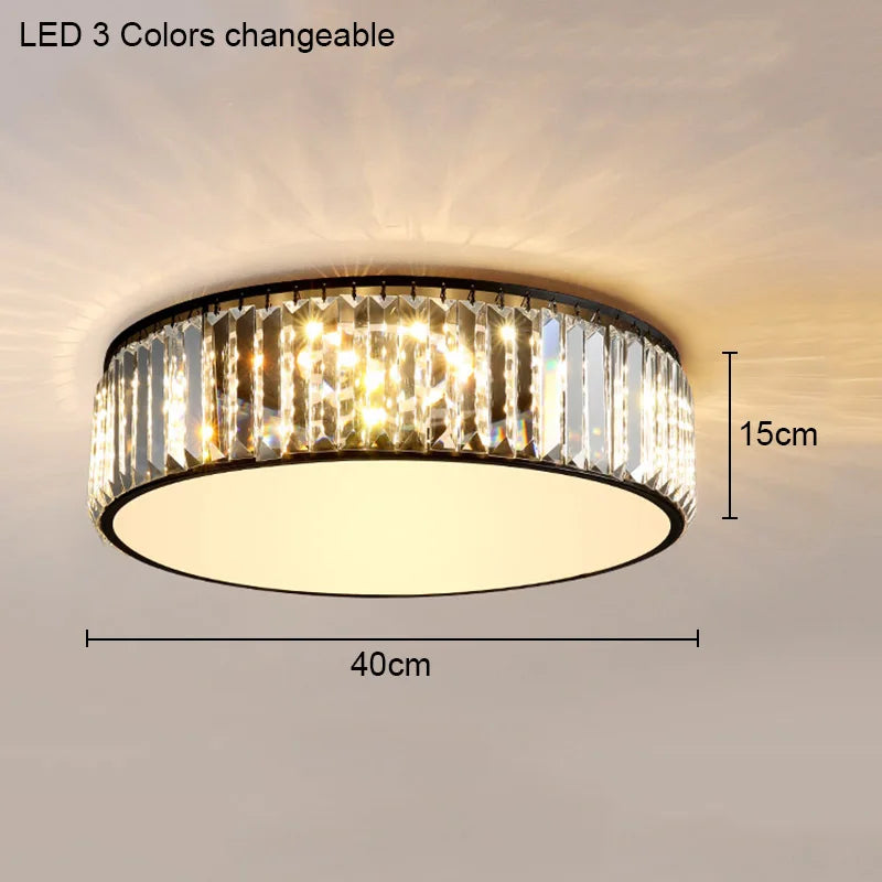 Modern Bedroom Round Square Geometric Shaped Crystal Ceiling Lamp Living Room Light Luxury Simple Design Led Flower Lighting