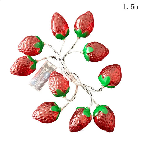 1.5M 10Led Strawberry Fruit Light Strings Happy Birthday Party Lantern String Children's Room Decorative Night Lamp Kids Favors