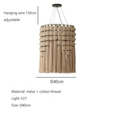 Nordic Wabi Sabi Minimalist Handmade Cotton Rope Bosnian Tassel Chandelier Living Dining Room Bedroom Pendant Light Lamp Fixture
