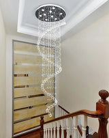 Large LED Spiral Chandelier Modern K9 Crystal Lighting Fixture for Stair Bedroom Hotel Living Room Showcase