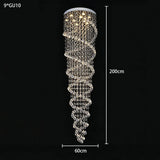 Modern Luxury Spiral Crystal Ceiling Fixture Long Cascading Crystal Design for Duplex Stairwell High Ceiling Home Lighting