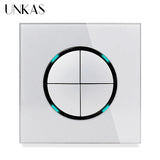 Modern 2-Way Pass Through Light Switch - Gray Glass Panel with LED Indicator