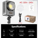 330W LED Video Light - 2700K-6500K Bi-Color Spotlight with Bowens Mount