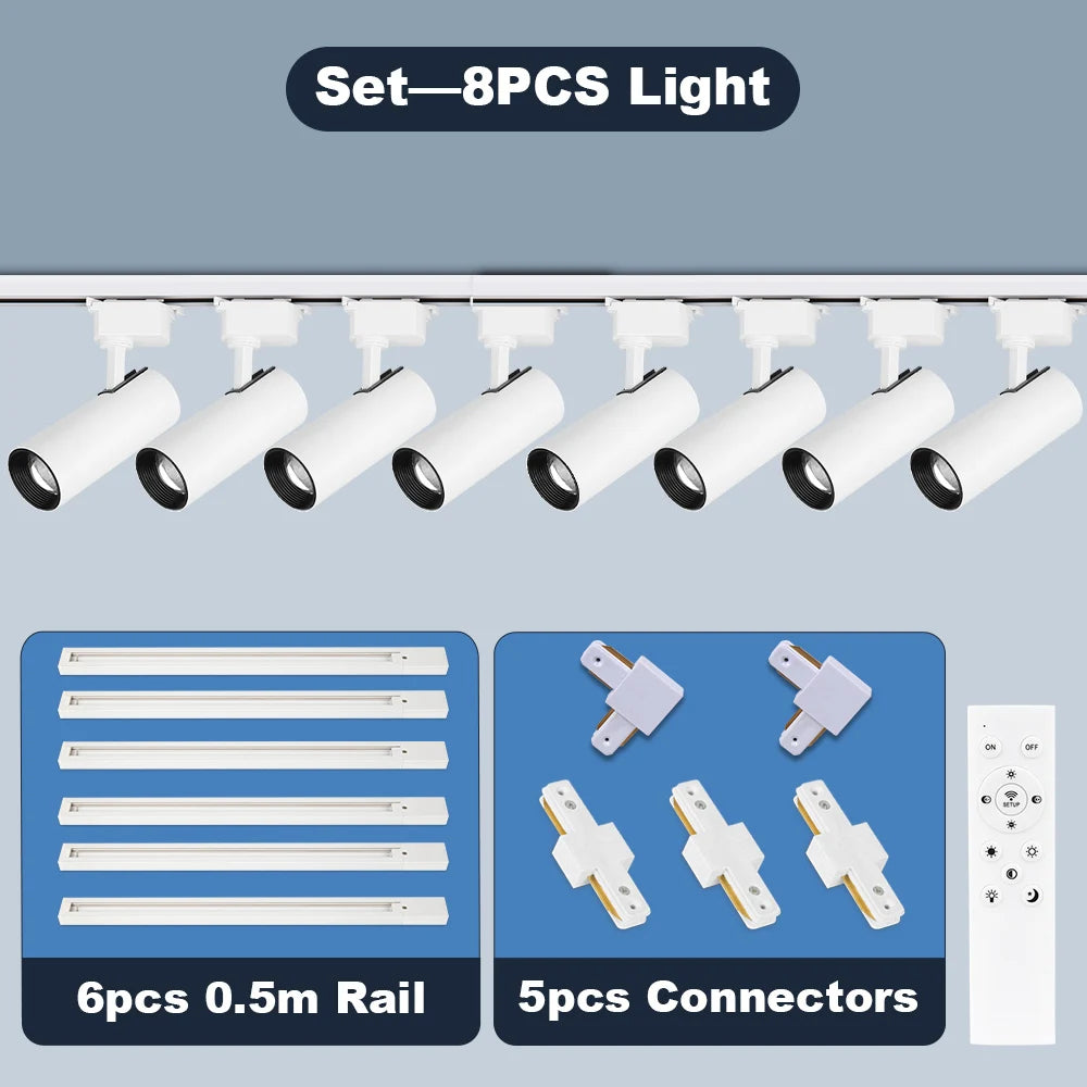 Remote Control Set LED Track Light Dimmable Ceiling Spotlight Rail Light Led Track Rail Spotlight Clothing Store Ceiling Lights