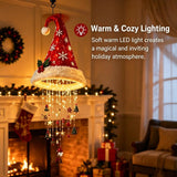 Christmas Santa Hat Hanging Light LED Lamp with Christmas Pendants Winter New Year Party Home Wall Ceiling Decor Ornament