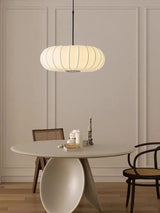 Nordic Simple White Silk LED Pendant Light - Modern Textile Ceiling Hanging Lamp Fixture for Dining Table, Coffee Table, Tea Room & Bedroom