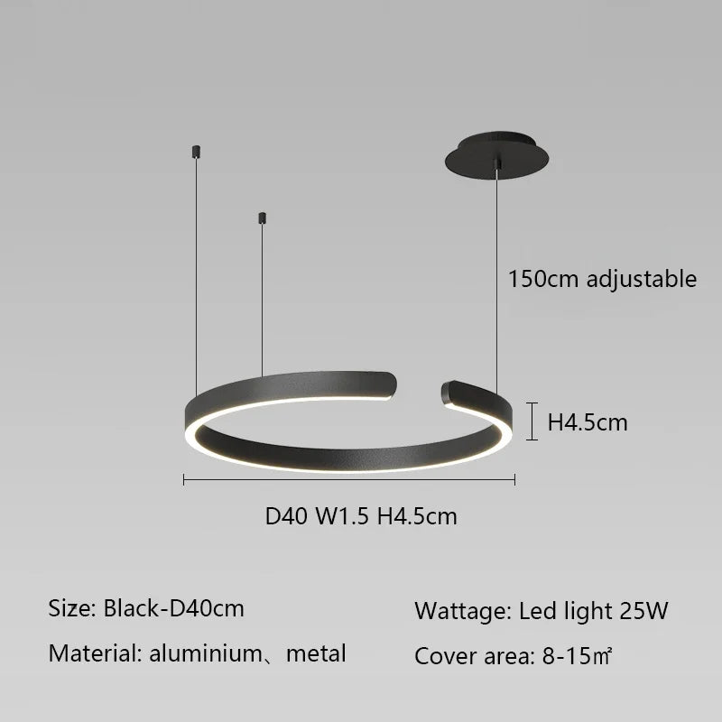 Modern Salon Design Ring Ceiling Chandelier Dining Room Pendant Lamp Bedroom Home LED Lighting Fixtures