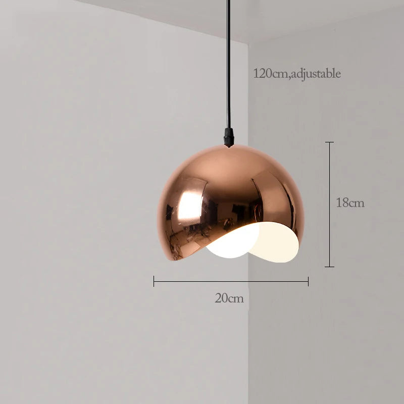 Nordic Rose Gold Pendant Lights Plated Metal Hanging Lamp Fixtures Dining Room Kitchen Island Bar Café&#39;s Indoor Decors Lighting E27