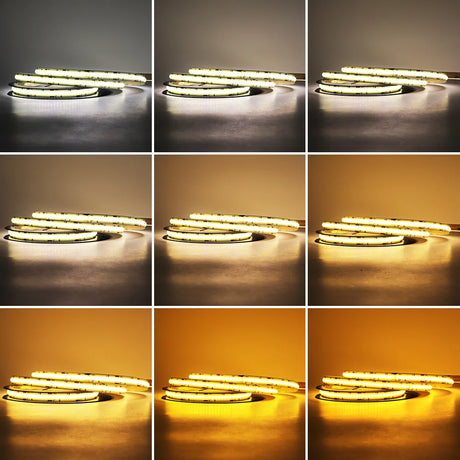 Wi-fi CCT COB LED Strip Light Kit 5mm 10mm Color Temperature Dimmable Supports Alexa Google SmartThings Room Decors