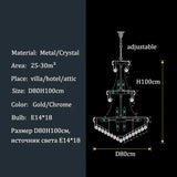 Luxury Crystal Chandeliers Villa Attic Stairs Lighting Lustre Decorate Indoor Living Room Loft Ceiling Pendant Lights Fixtures