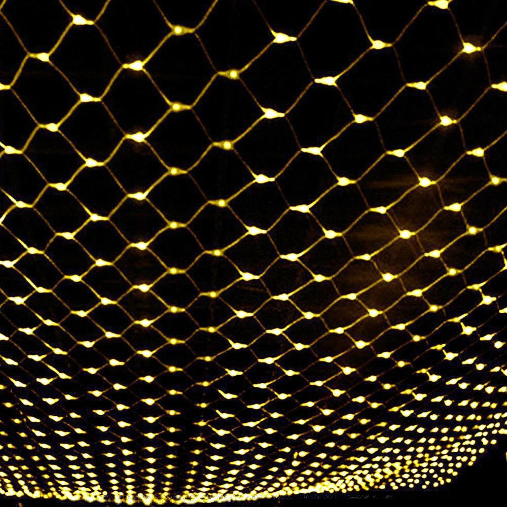 LED Net Grid String Light (1.5x1.5m / 3x2m / 6x4m) - Waterproof Mesh Fairy Lights for Garden & Christmas Decor