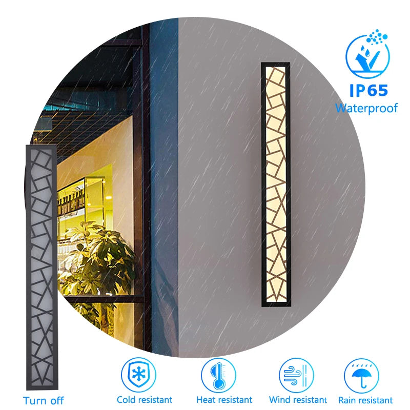 IP65 Waterproof LED Long Wall Sconce (Black Anti-Rust) - Decorative Bird's Nest Exterior Porch Light Fixture for Gardens, Terraces & Garage