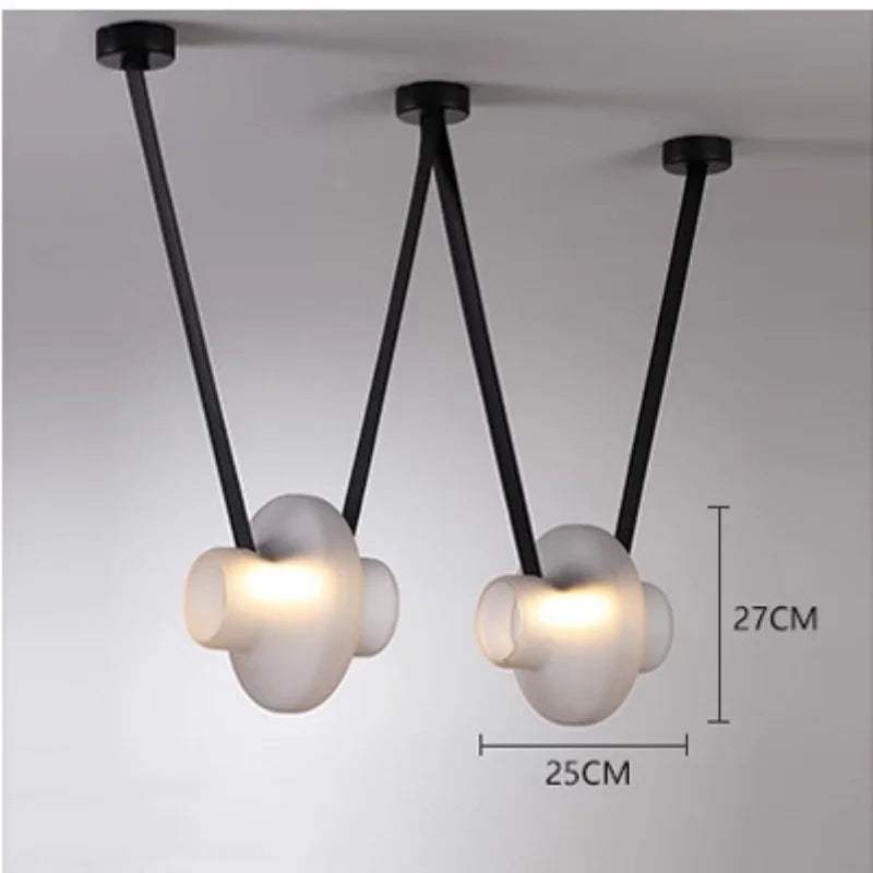 Italy New Designer Luxury Glass LED Pendant Lamp Living Room Bedroom Bar Restaurant Leather Chandelier Interiordecor Lighting