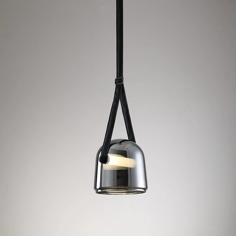 Modern Glass LED Pendant Light Art Leather Designer Bedside Hanging Lamp for Living Room Indoor Decorative Lighting