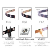WS2812B WS2815 WS2813 WS2811 Addressable RGBIC LED Strip - DC5V/12V Smart Pixel Tape Light (30/60/144 LEDs/m)