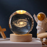3D Crystal Ball LED Night Light (5cm) - Glowing Galaxy, Planets & Moon Bedside Lamp