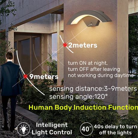 20W/36W Outdoor Modern LED Wall Lamp Motion Sensor Waterproof IP65 Front Door Garden Sconces Porch Landscape Decors Wall Lighting