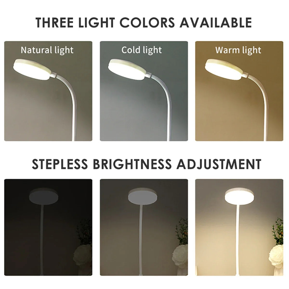 Portable LED Desk Lamp USB Plug in Table Light Support 3 Color Stepless Dimming Eye Protection Bedroom Bedside Lamp