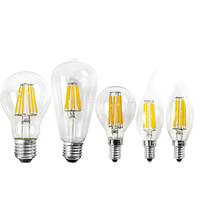 LED Candle bulb C35 G45 ST64 T25 vintage lamp E14 LED E27 A60 220v LED Globe 4W 6W 8W 12W Filament Edison LED Light Bulbs