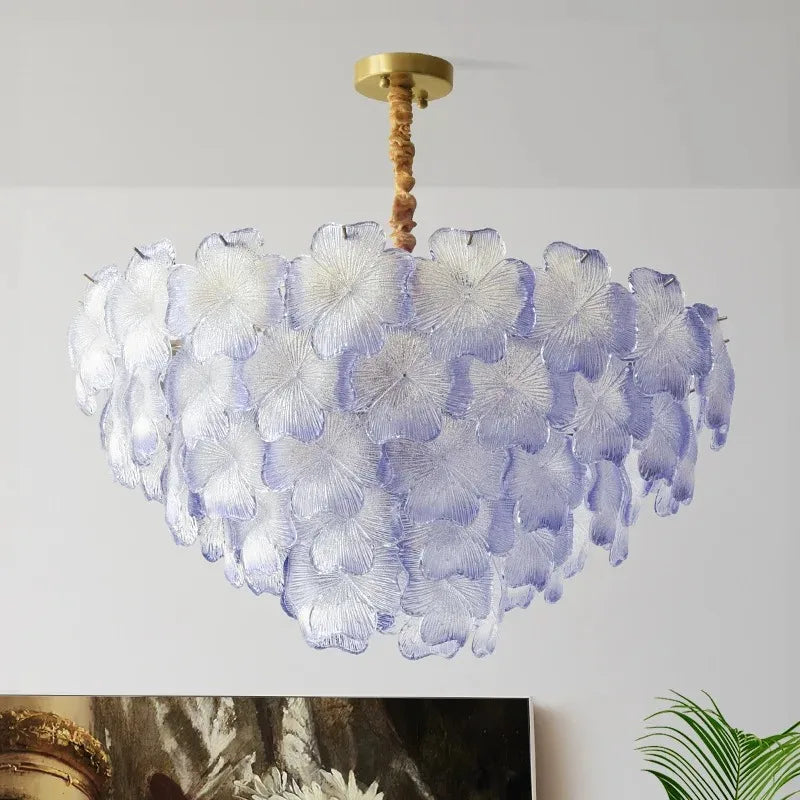French Luxury Crystal Living Room Pendant Light Internet Famous Creative Shell Light Romantic Clover Pendant Light