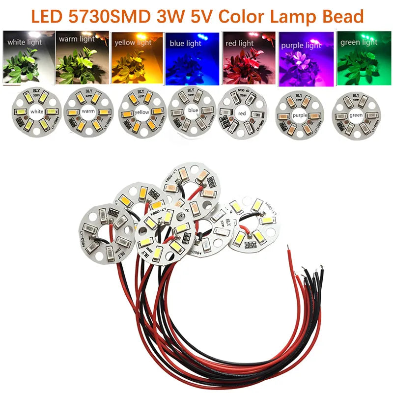 LED 5730SMD 3W 5V Color Lamp Bead Light Board Bulb Round Transformation Light Source Dia 32MM Green Blue Red Purple White Light