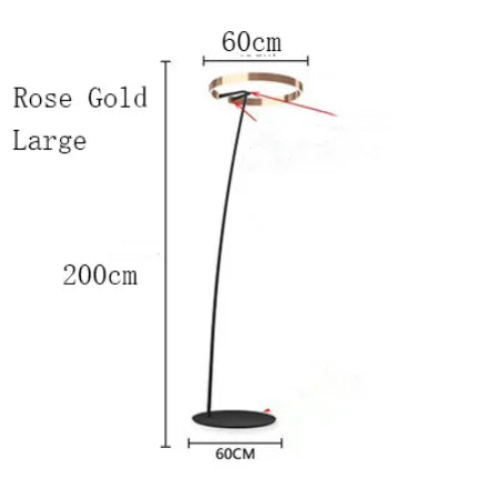 Italian arc floor lamp gold  black LED Fishing ring Light Creative Loft Living Room Bedroom Sofa Corner dinner Standing Lamp